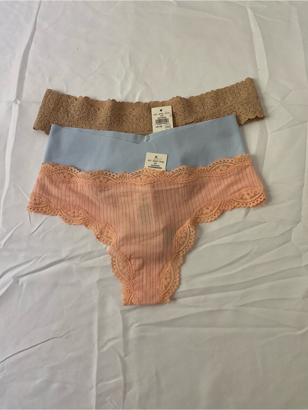Aerie women Lace-Trim Bikini Bottoms - Peach, Blue, Tan
